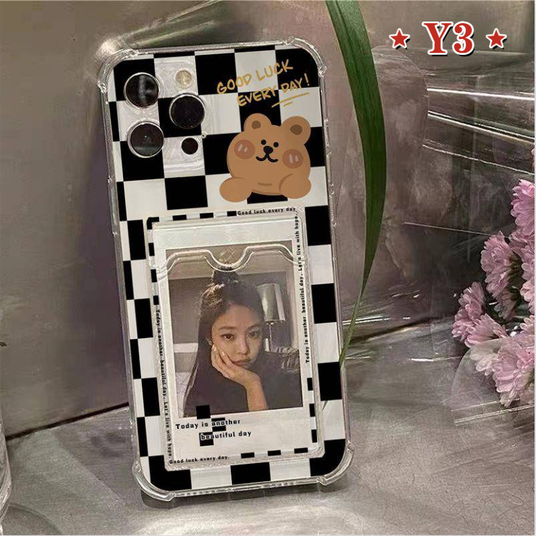 Casing Oppo A3S A54 A96 A5S A12 A55 A9 A5 2020 A15 A76 A7 A12E A35 A11K A16 A74 A15S A95 A36 A11 Reno 86 7 Simple Transparan Motif Leopard Tempat Kartu Foto Casing Hp Soft Cover