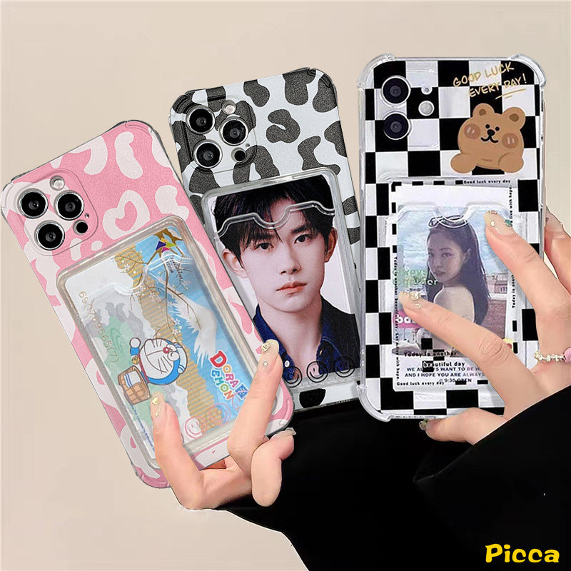 Casing Realme C21Y 10 Pro C25Y C25 C25S C12 C11 2021 C20A C20 Narzo 20 30A Simple Bening Motif Leopard Tempat Kartu Foto Phone Case Soft Tpu Case