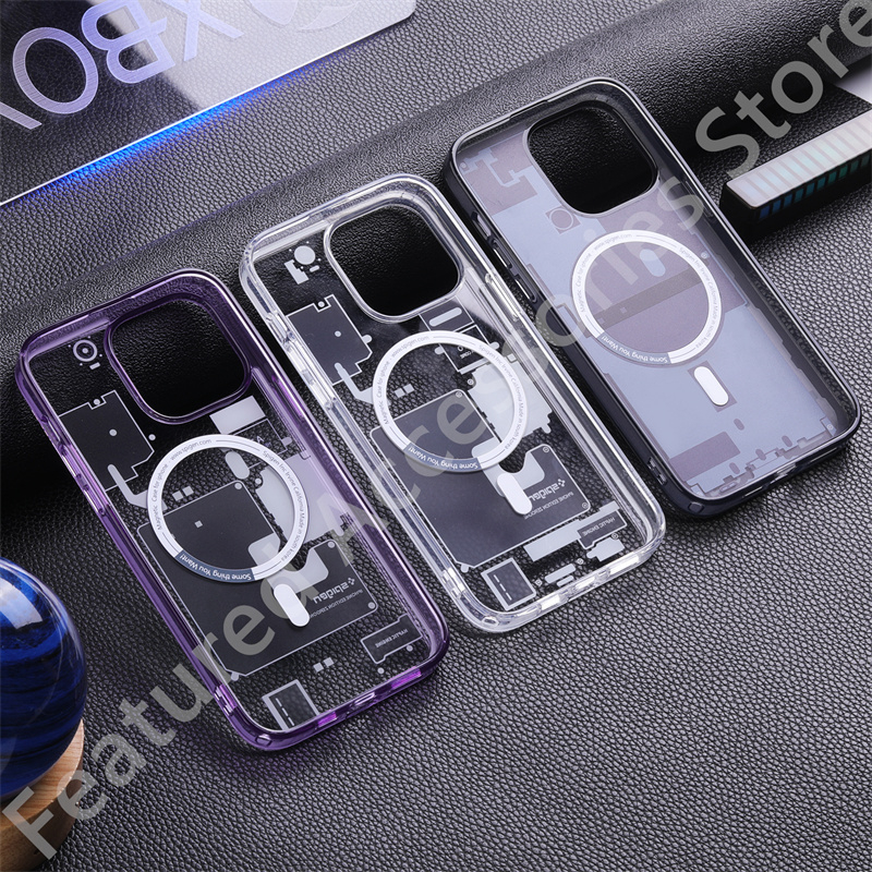 Spigen Untuk Apple iPhone 14 13 12 Pro Max Technology Akrilik Casing Ponsel Magnetik Casing Cocok