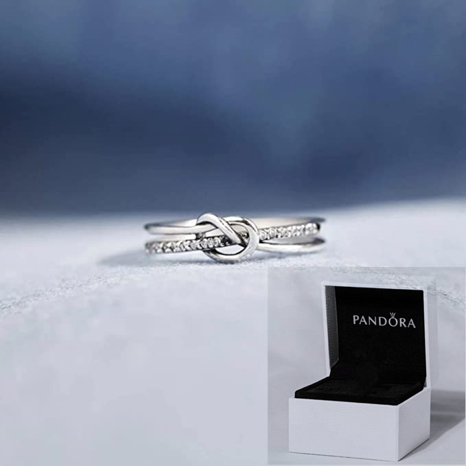 Cincin Pandora With Box Promise Ring Knot Love Ring Woman Cincin Berlian Tunangan Kawin Perak925