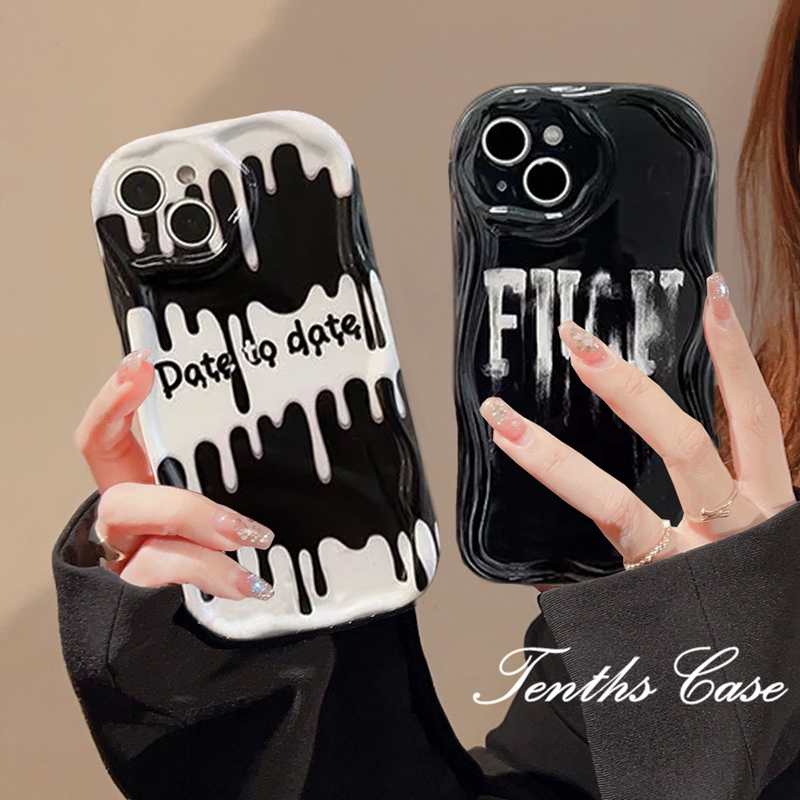 Kompatibel Untuk IPhone14 13 12 11 Pro Max8 7 6 6s Plus X Xr Xs Max SE 2020 3D Tepi Melengkung Melt Font Shockproof Phone Case