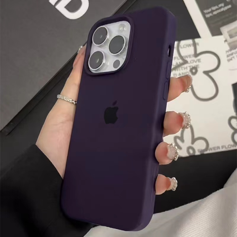 IPHONE Dengan Logo Fashion Perlindungan Silikon Cair Sederhana Kompatibel Casing Ponsel Untuk Iphone14 13 Pro Max X Max XR iPhone12 11 Pro Max SE2 7 8 Plus Kasus Nonslip Shockproof Full Lembut