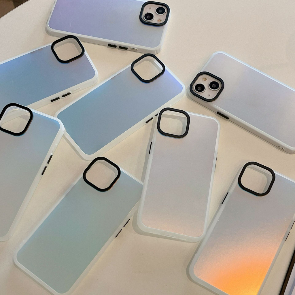 IPHONE Casing Ponsel Warna-Warni Gradasi Untuk Iphone14 13 12 11 Pro Max X XR XS Max7 8 Plus SE2 3sarung Telepon Glitter Laser Transparan