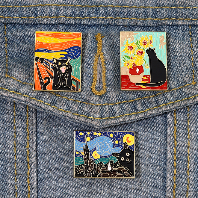 Van Gogh Lukisan Minyak Enamel Pin Bros Langit Berbintang Galaxy Artis Lukisan Pin Bros Kerah Lencana Famouns Perhiasan Hadiah Untuk Teman