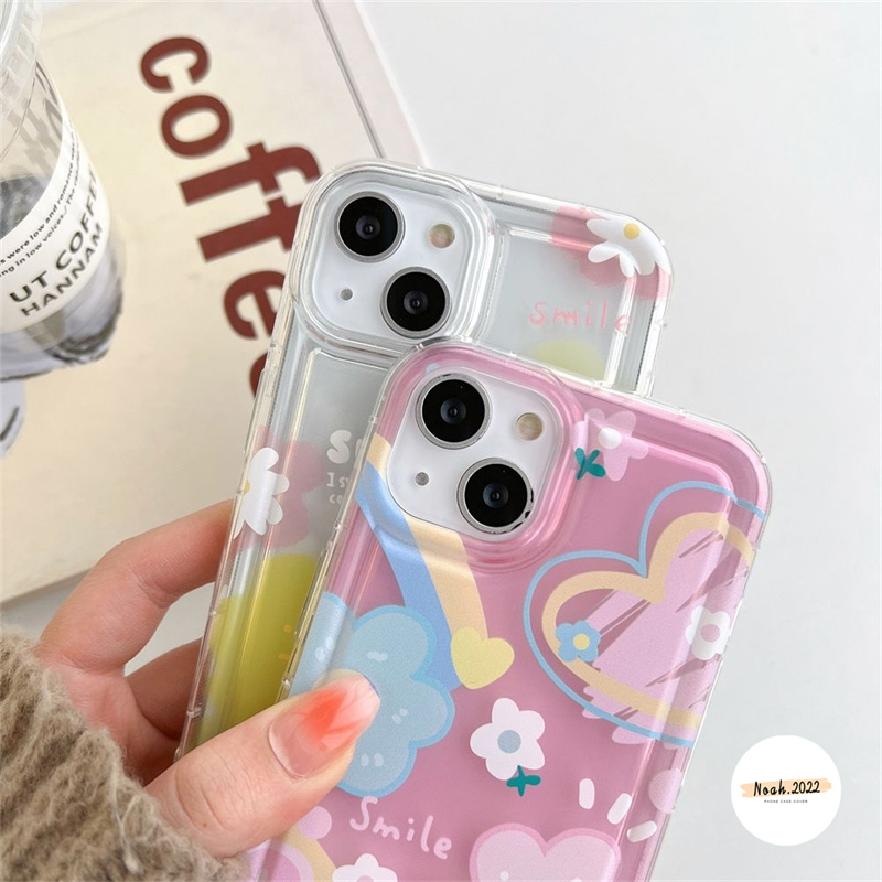 Smile Case Lucu Untuk Samsung A14 A54 A04 A53 A34 A32 A12 A13 A23 A10s A20s A21s A04s A03s A03 A50 A30s A31 A11 A52 A20 Ins Korea Fresh Watercolor Flower Shockproof Airbag Soft Case