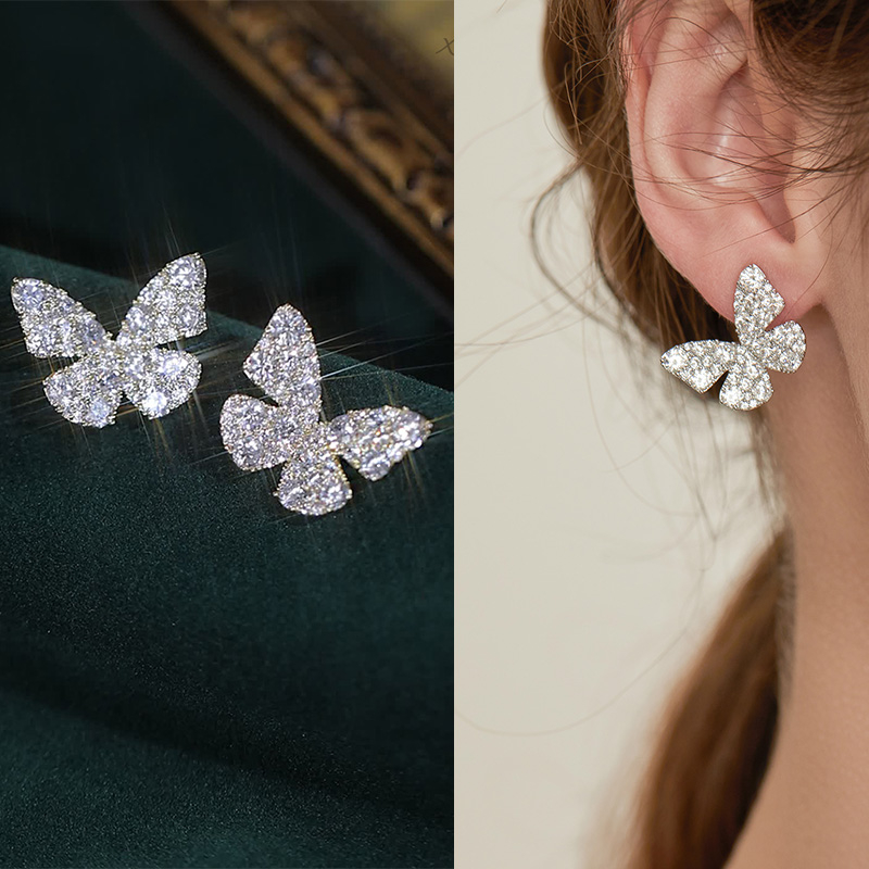 High-end Zirkon Anting Kupu-Kupu2023 Gaya Baru Trendi Fashion Gaya Cina Antik Peri Anting Rok Wajah Kecil Anting