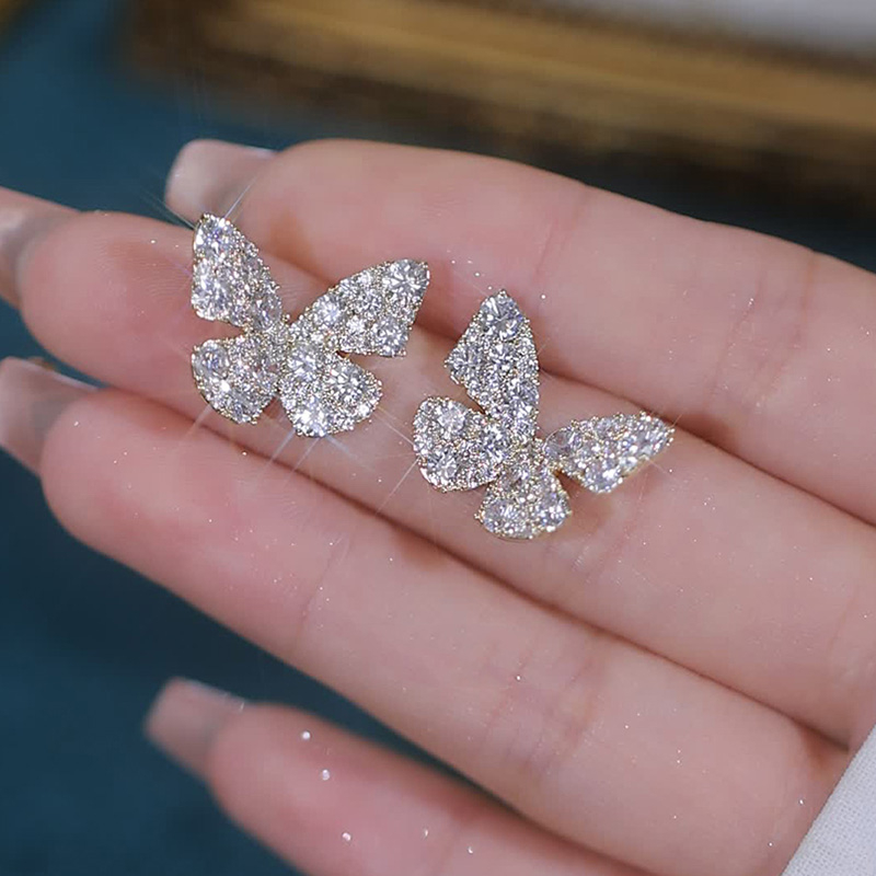 High-end Zirkon Anting Kupu-Kupu2023 Gaya Baru Trendi Fashion Gaya Cina Antik Peri Anting Rok Wajah Kecil Anting