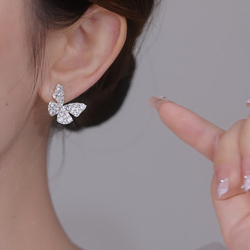 High-end Zirkon Anting Kupu-Kupu2023 Gaya Baru Trendi Fashion Gaya Cina Antik Peri Anting Rok Wajah Kecil Anting