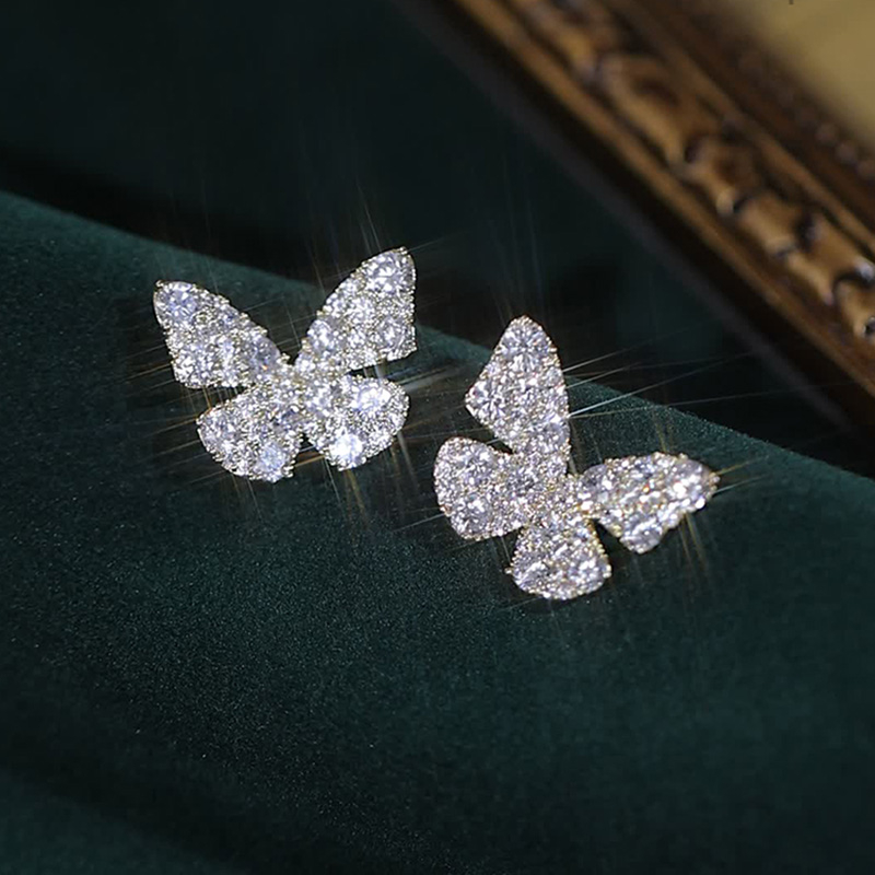 High-end Zirkon Anting Kupu-Kupu2023 Gaya Baru Trendi Fashion Gaya Cina Antik Peri Anting Rok Wajah Kecil Anting