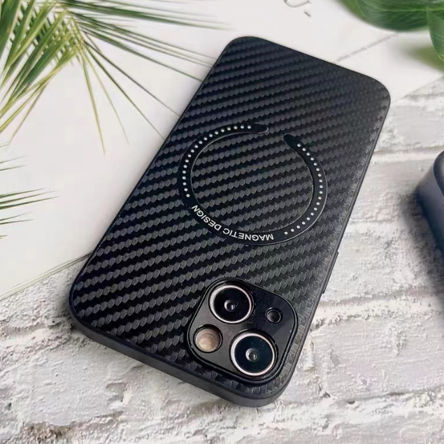 new! ! Magnetic Adsorption iPhone case (For iPhone 11 Pro Max 12 Pro Max 13 Pro Max) Carbon Fiber Leather Matte Composite