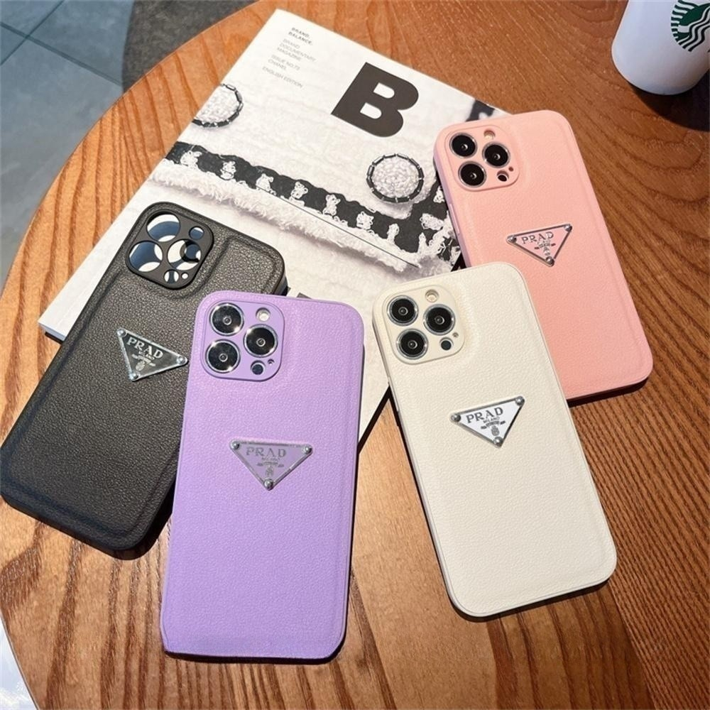 Casing Telepon Soft Plating Bentuk Prada Segitiga Untuk iPhone 14 Pro Max 13 Pro 12 Pro Max11 Beludru Di Dalam Casing Lembut