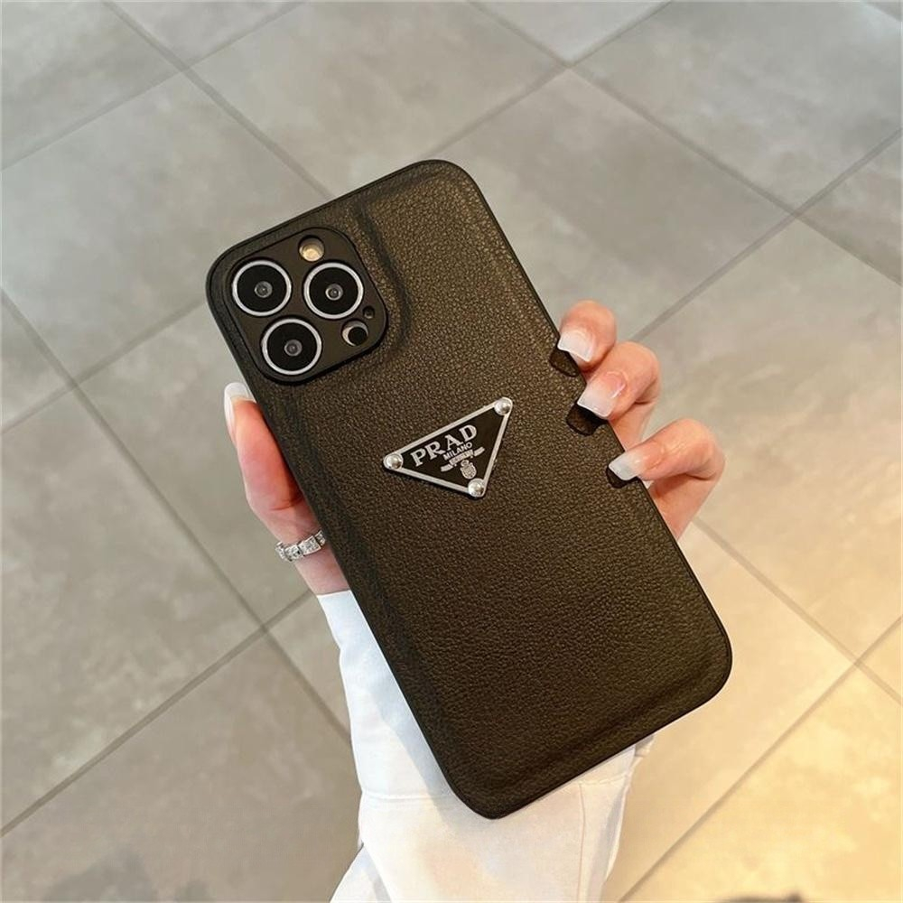 Casing Telepon Soft Plating Bentuk Prada Segitiga Untuk iPhone 14 Pro Max 13 Pro 12 Pro Max11 Beludru Di Dalam Casing Lembut