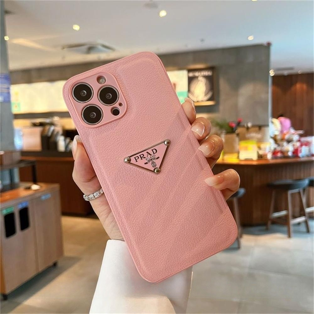 Casing Telepon Soft Plating Bentuk Prada Segitiga Untuk iPhone 14 Pro Max 13 Pro 12 Pro Max11 Beludru Di Dalam Casing Lembut