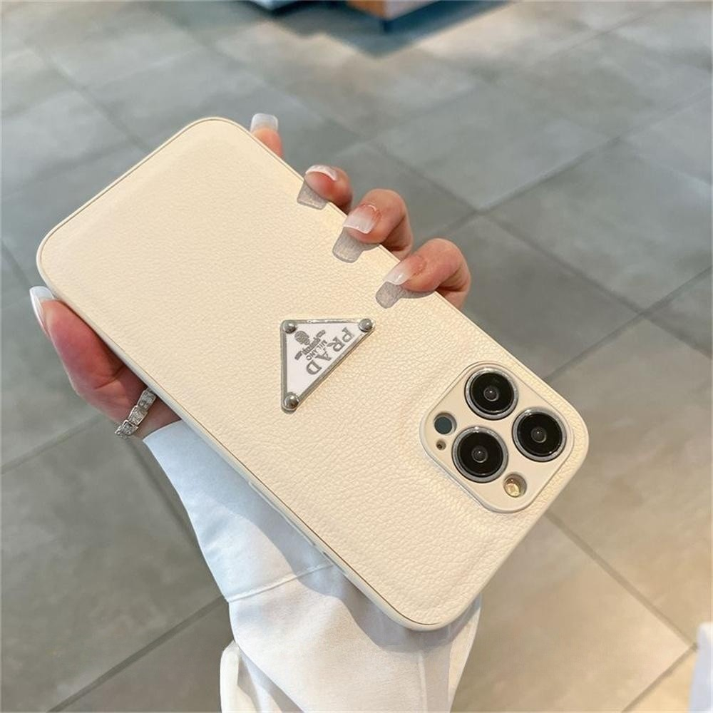 Casing Telepon Soft Plating Bentuk Prada Segitiga Untuk iPhone 14 Pro Max 13 Pro 12 Pro Max11 Beludru Di Dalam Casing Lembut