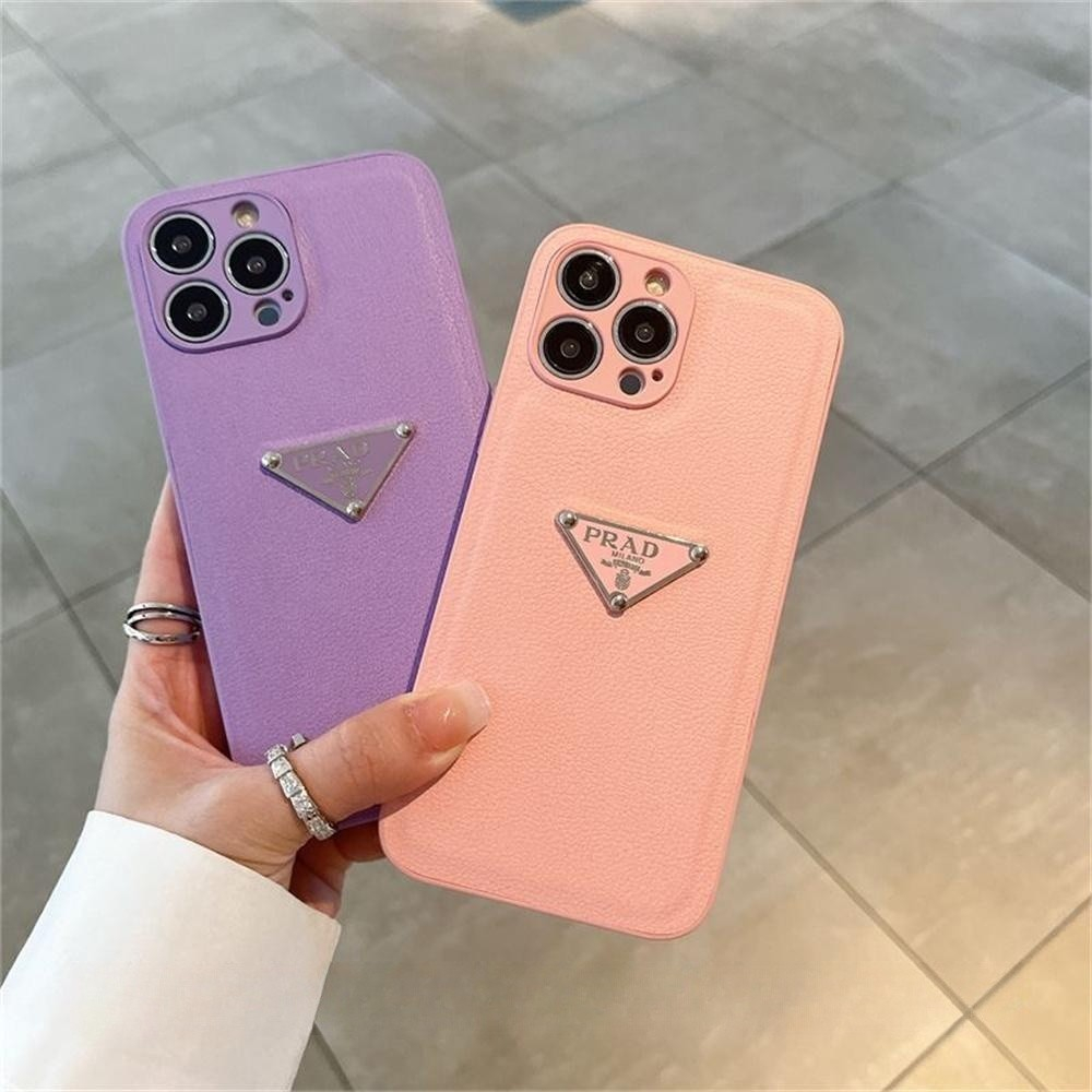 Casing Telepon Soft Plating Bentuk Prada Segitiga Untuk iPhone 14 Pro Max 13 Pro 12 Pro Max11 Beludru Di Dalam Casing Lembut