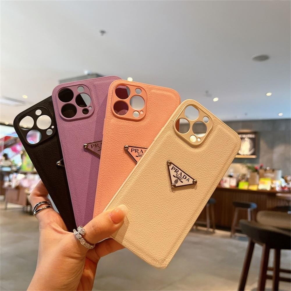 Casing Telepon Soft Plating Bentuk Prada Segitiga Untuk iPhone 14 Pro Max 13 Pro 12 Pro Max11 Beludru Di Dalam Casing Lembut