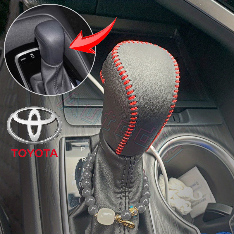 Kulit Mobil Toyota Gear Head Shifter Knob Cover Gear Shift Untuk Toyota Corolla/Cross/Camry Dimodifikasi Interior Gear Lever Cover,Allion Dan Avalon Center Control Gear Lever Cover