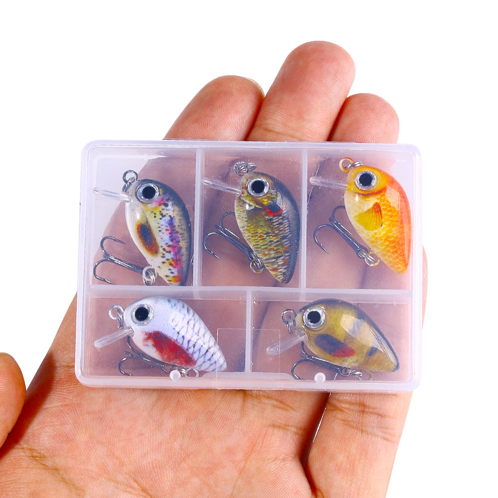 HENGJIA 5pcs mini crankbait umpan minnow pancing swimbait fishing lure ikan hook kail topwater with Fishing bOX