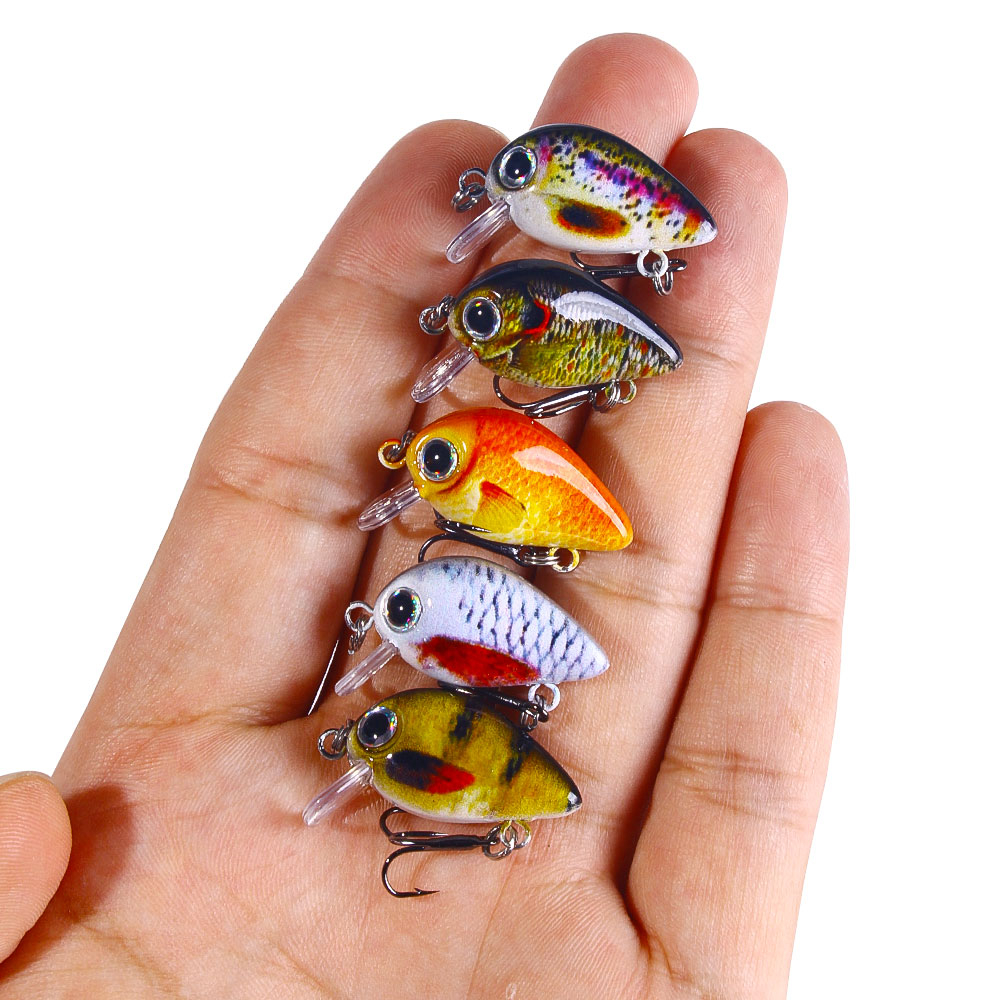 HENGJIA 5pcs mini crankbait umpan minnow pancing swimbait fishing lure ikan hook kail topwater with Fishing bOX
