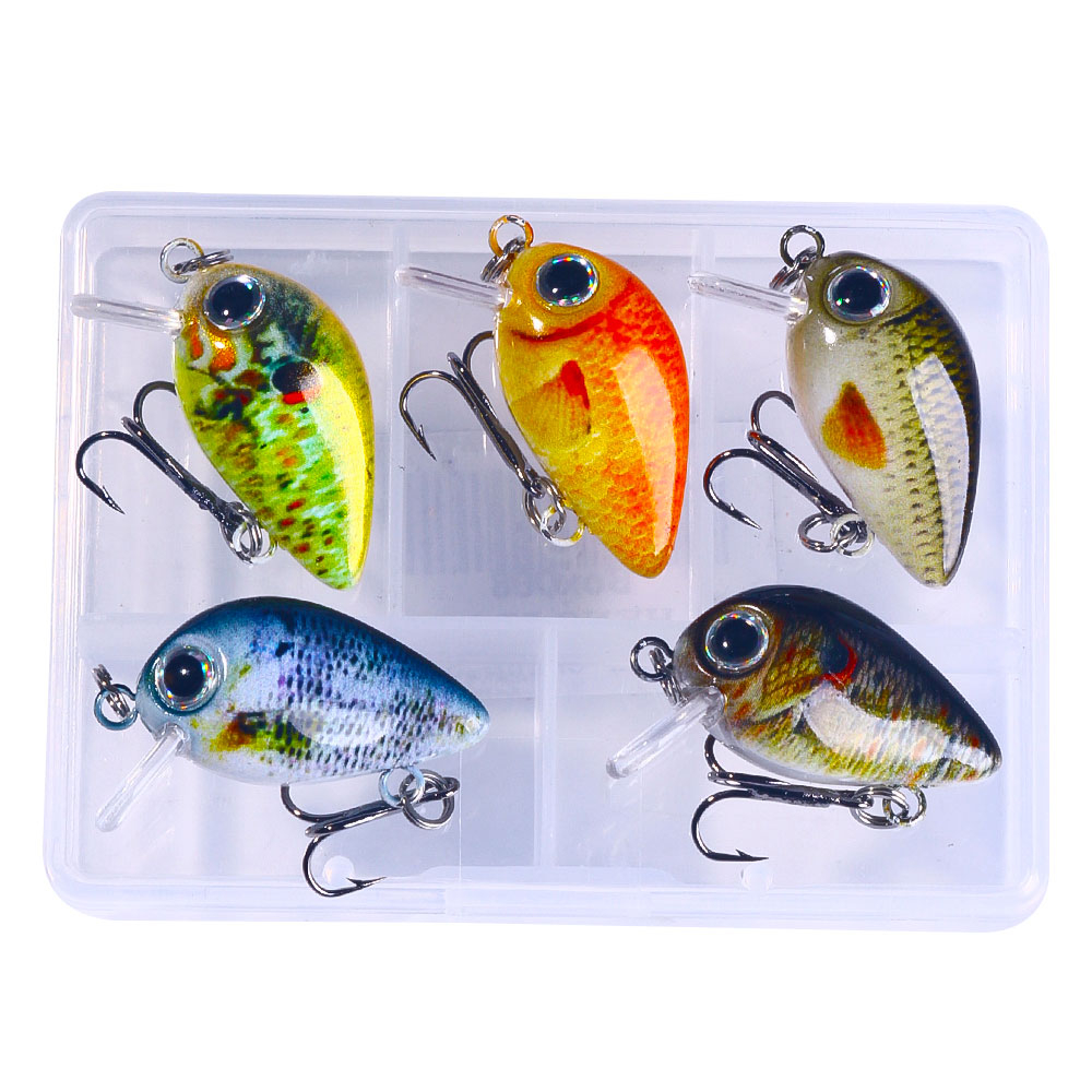 HENGJIA 5pcs mini crankbait umpan minnow pancing swimbait fishing lure ikan hook kail topwater with Fishing bOX
