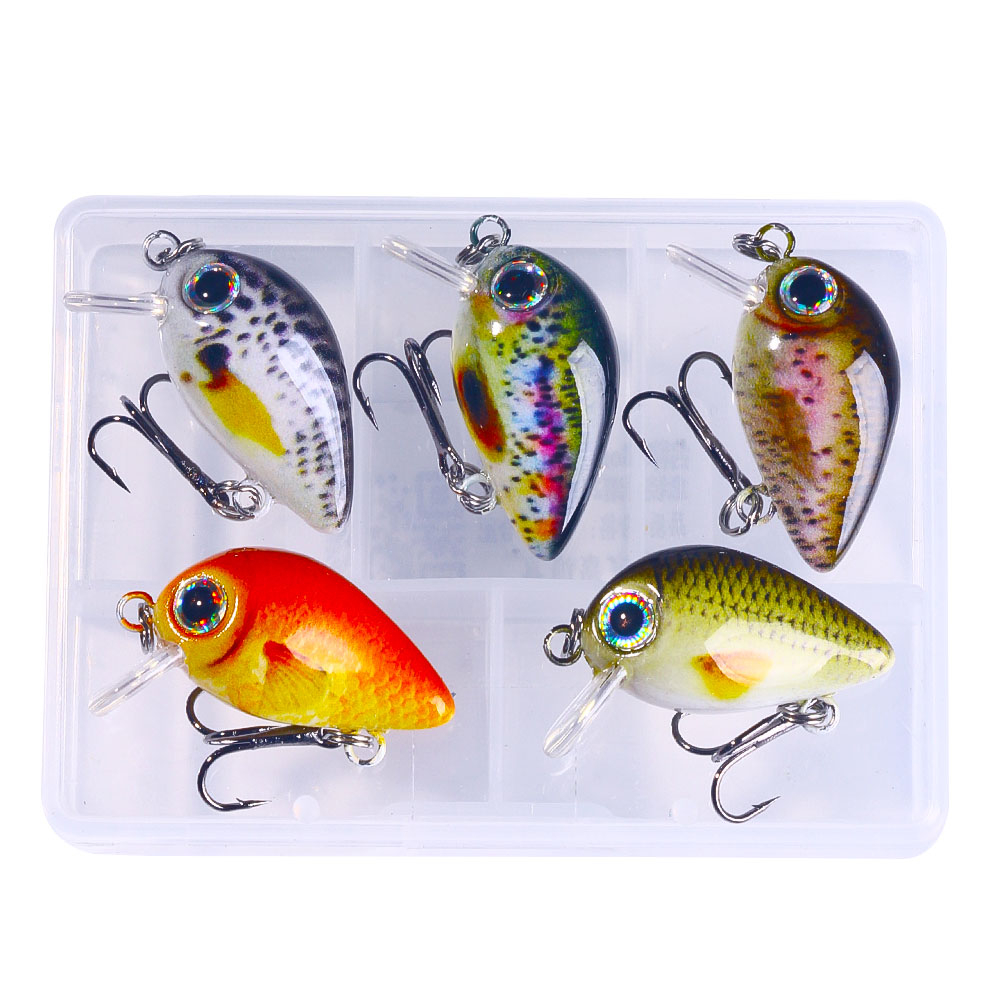 HENGJIA 5pcs mini crankbait umpan minnow pancing swimbait fishing lure ikan hook kail topwater with Fishing bOX