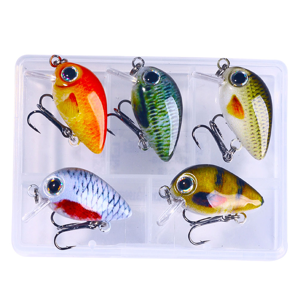 HENGJIA 5pcs mini crankbait umpan minnow pancing swimbait fishing lure ikan hook kail topwater with Fishing bOX