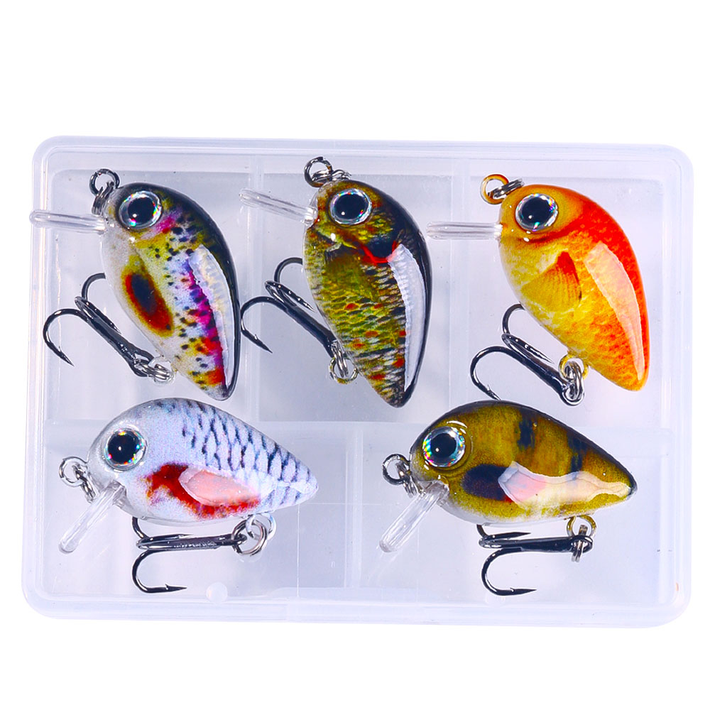 HENGJIA 5pcs mini crankbait umpan minnow pancing swimbait fishing lure ikan hook kail topwater with Fishing bOX