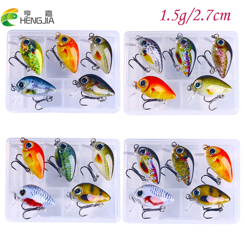 HENGJIA 5pcs mini crankbait umpan minnow pancing swimbait fishing lure ikan hook kail topwater with Fishing bOX