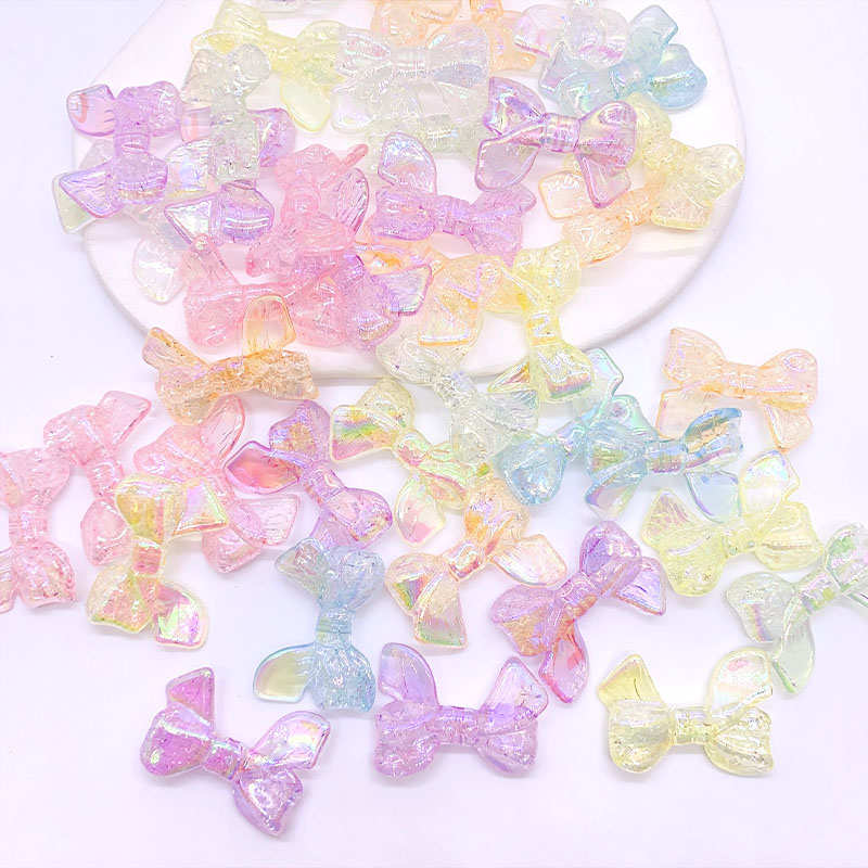 10 Pcs Warna-Warni Retak Akrilik Transparan Frosted Busur Manik-Manik Diy Gelang Rambut String Beads Aksesoris