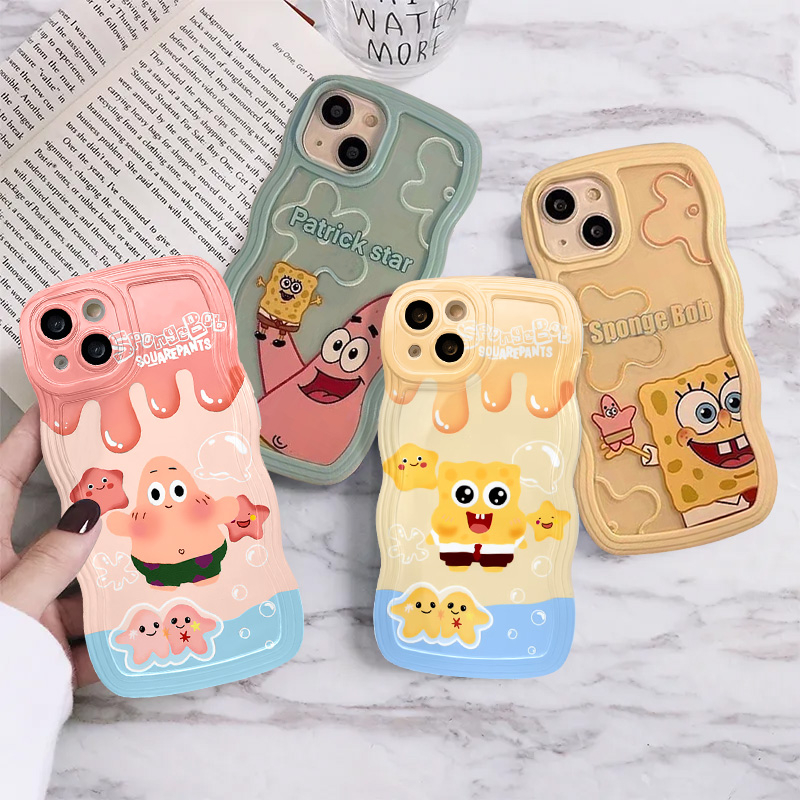 Casing Untuk Samsung A14 A04S A13 A03s A04 A04E A51 A52 A22 A31 A12 A23 A32 A50s A03 A50 A30 A52s A11 A21s A02s Patrick Star Spongebob Wavy Edge Shockproof Soft TPU Back Phone Case