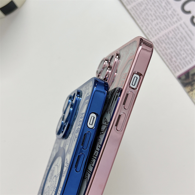 IPHONE Casing Transparan Magnetik Bermotif Sirkuit Dengan Pelindung Lensa Kamera Untuk Iphone14 13 12 11 pro max