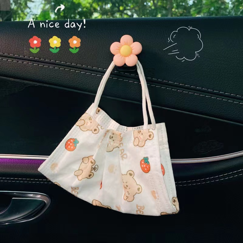 Car Creative Cute Flower Invisible Hook, Pengait Dekorasi Kartun Mobil