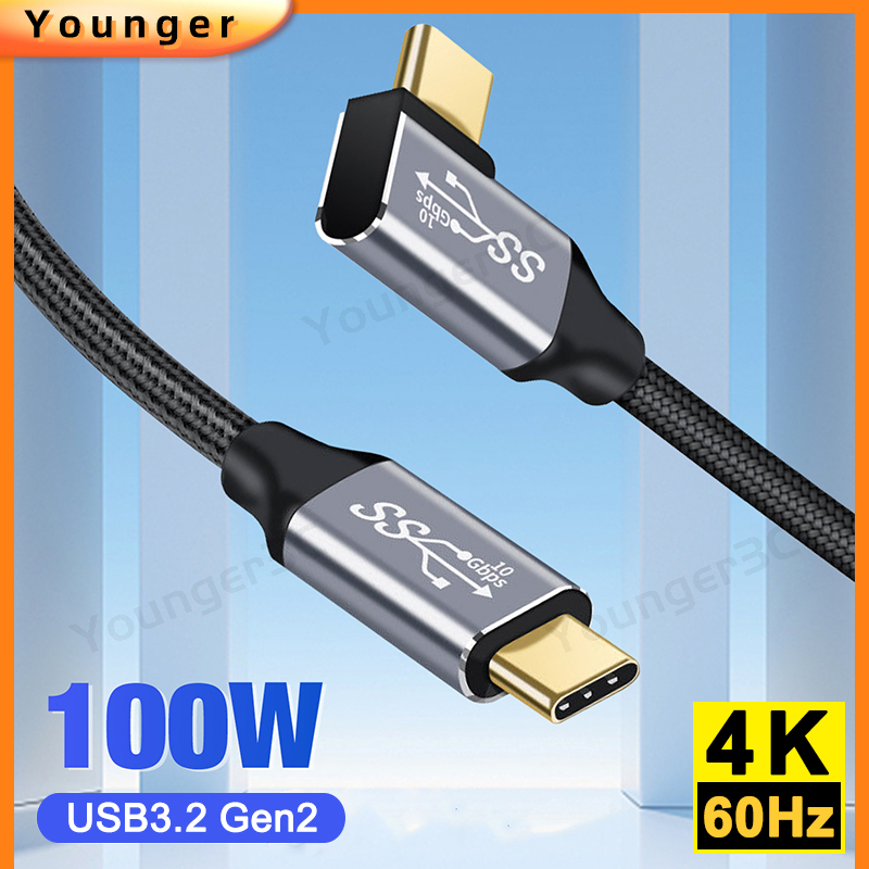 5a Elbow 100W Kabel Data Pengisian Cepat USB 3.1 Type C Transmission Cord 10Gbps Kabel Data Cepat Kabel Video Ekstensi 4K