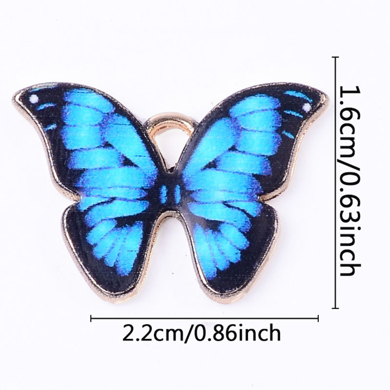 8 Pcs Charming Anime Printing Butterfly Alloy Menjatuhkan Minyak Perhiasan Aksesoris Liontin DIY Gelang Kalung Anting Gantungan Kunci Aksesoris