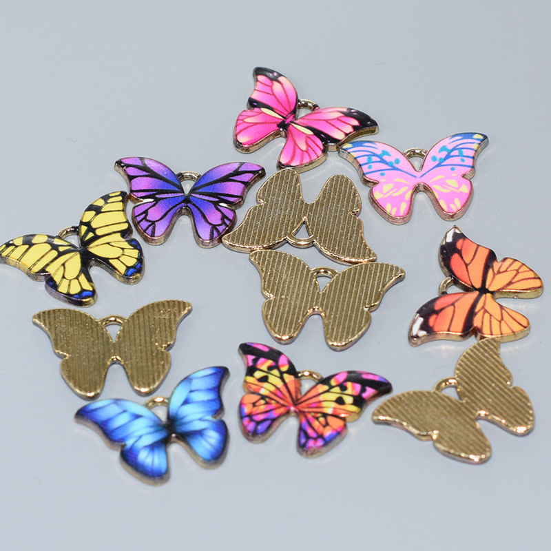 8 Pcs Charming Anime Printing Butterfly Alloy Menjatuhkan Minyak Perhiasan Aksesoris Liontin DIY Gelang Kalung Anting Gantungan Kunci Aksesoris