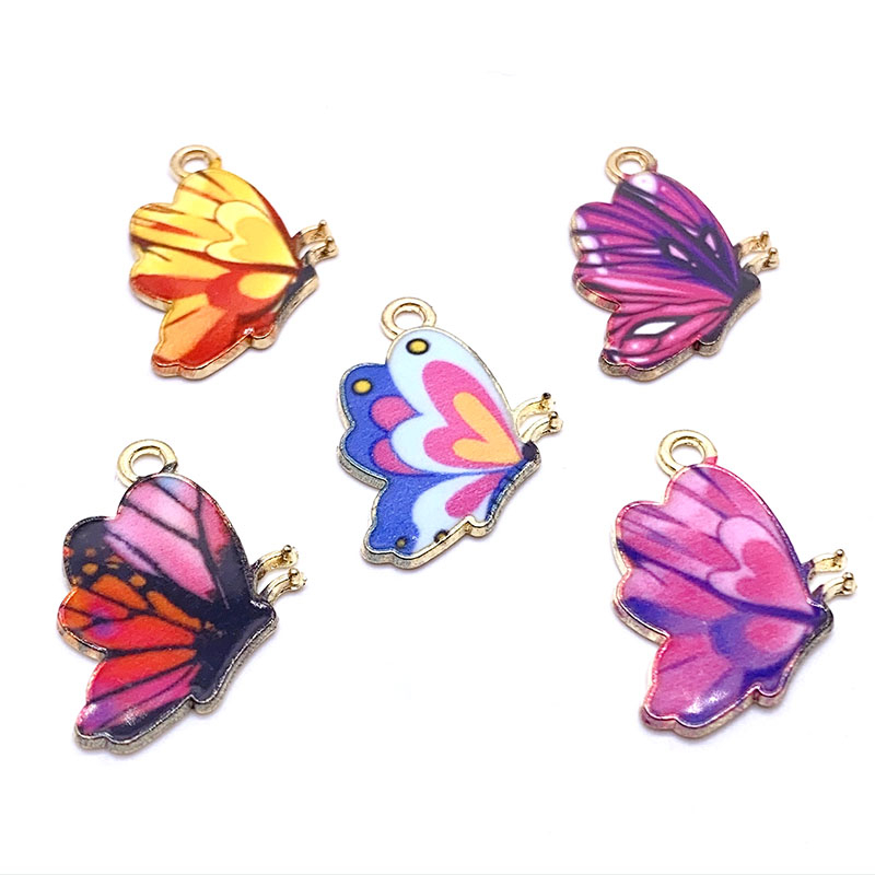 10pcs 16*19mm Fashion Colorful Butterfly Pendant Alloy Menjatuhkan Minyak Anting Kalung DIY Perhiasan Liontin