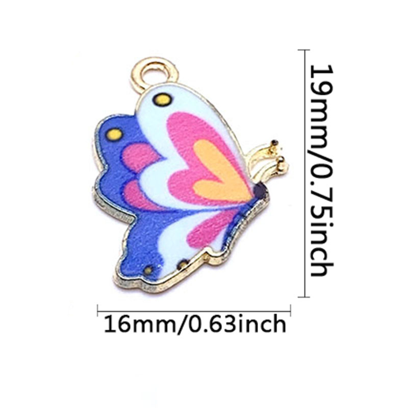 10pcs 16*19mm Fashion Colorful Butterfly Pendant Alloy Menjatuhkan Minyak Anting Kalung DIY Perhiasan Liontin