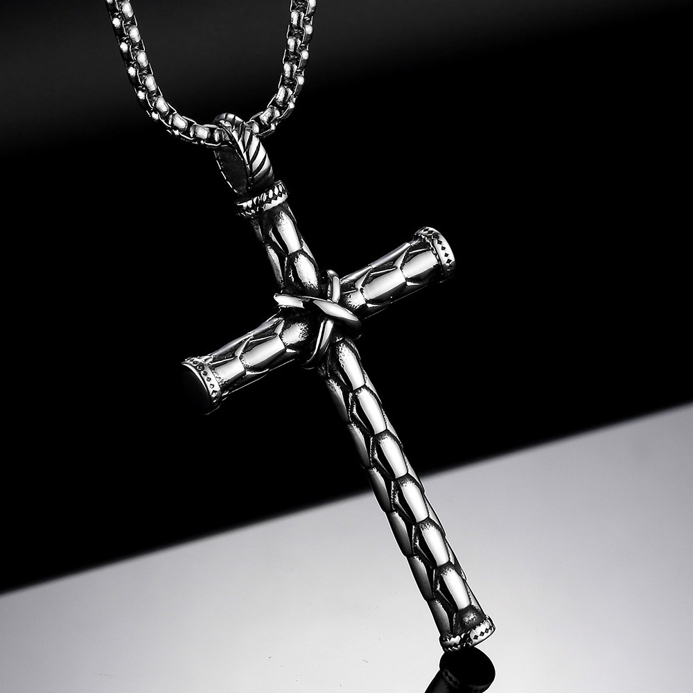 Fashion Vintage Flame Cross Pendant Kalung Untuk Wanita Pria Rantai Panjang Punk Goth Trendi Aksesoris Choker Gothic Perhiasan