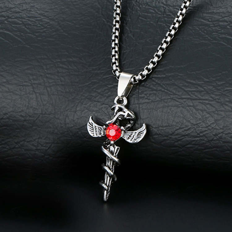 Fashion Vintage Flame Cross Pendant Kalung Untuk Wanita Pria Rantai Panjang Punk Goth Trendi Aksesoris Choker Gothic Perhiasan