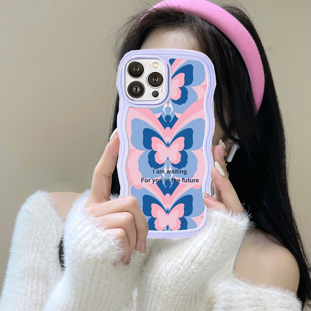 Casing Realme C55 C35 C33 C31 C30 C30s Realme10 9i 8i 6i 5s 5i 7i C15 C12 C25 C21Y C25Y C11 2021 C20 C3 C1 Narzo 50 20 Pro Fantasy Kartun Kupu-Kupu Wavy Edge Soft Phone Case BY