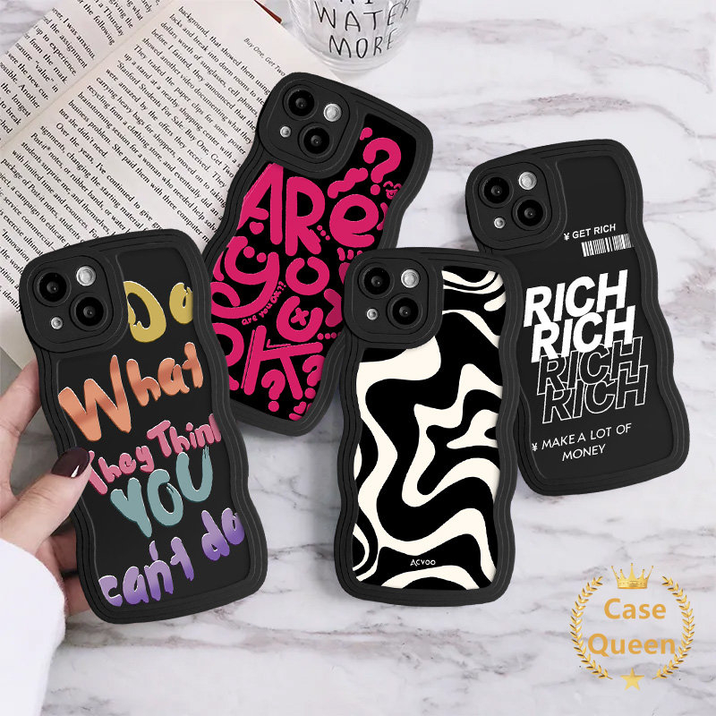 Untuk Samsung A23 A13 A14 A12 A04s A20 A20s A50 A50s A30s A04 A52 A32 A04E A52s A03s A02s A30 M12 Ins Art Zebra Pattern Graffiti Fashion Huruf Inggris Merah Lembut Bergelombang Tepi Case