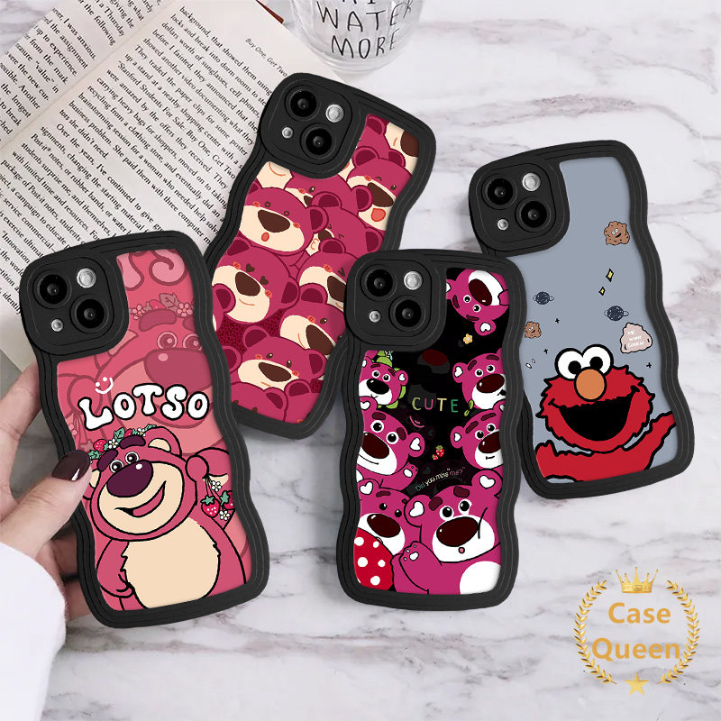 Casing Sesame Street Kartun Lucu Untuk Redmi A1 10C 9C Nfc10 9A 9T 10A 12C 9C 9 Redmi Note8 10 10S 11 9 11s Lovely Strawberry Bear Manyo Lembut Bergelombang Tepi Phone Back Cover