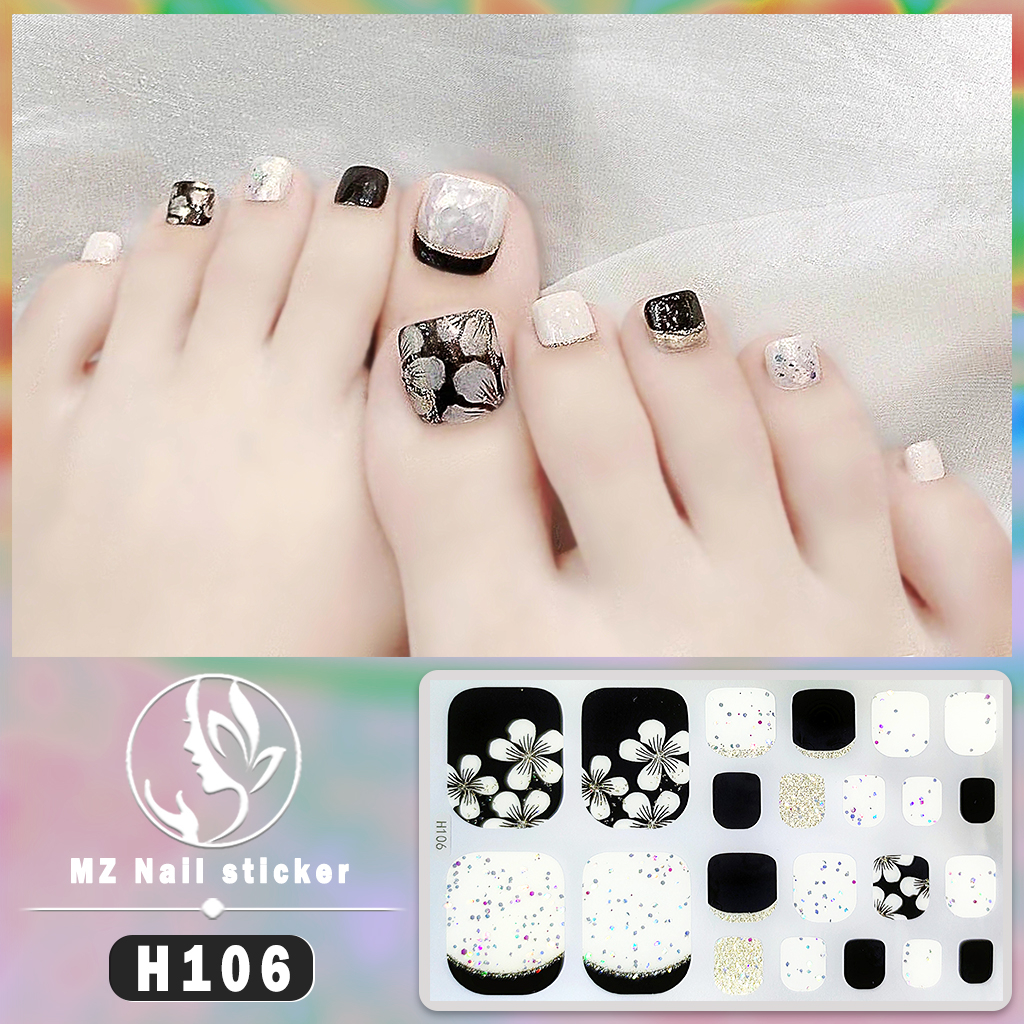H101-150 3D Kuku Stiker Grid Garis Kartun Foil Emas Geometris Fashion DIY Tahan Air Nail Art Self-adhesive Full Cover Kuku Stiker Untuk Kaki