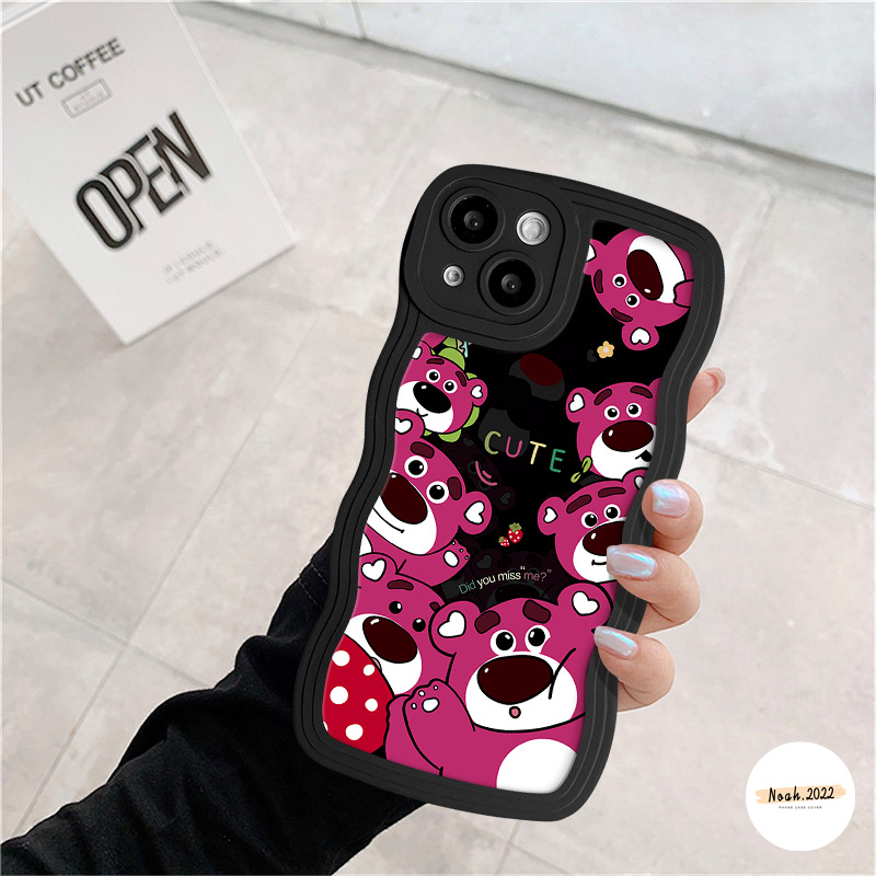 Soft Tpu Case Untuk Infinix Hot 11s NFC 12 11 9 10 Main Smart 6 5 4 Plus Hot20 12i 10 9 11s 10s 10Lite 20s 8 12 Pro Note 12 10 Pro Kartun Cute Manyo Strawberry Bear Wavy Sarung Tepi