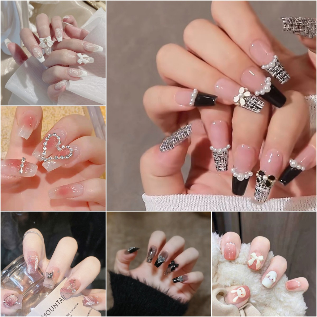 24 Pcs Kuku Palsu 3D Kuku Palsu Nail Art