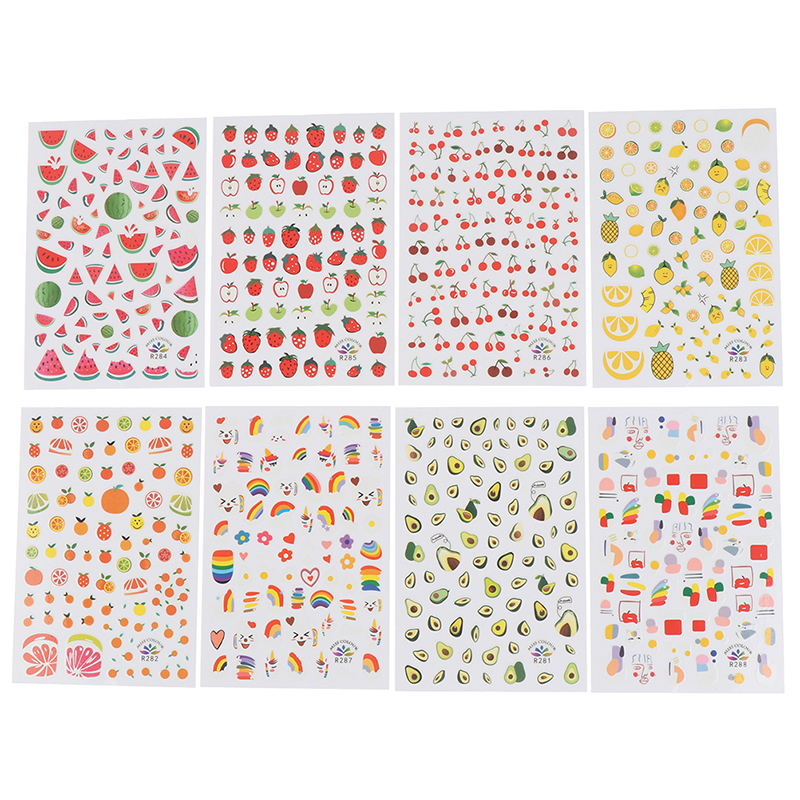 1 Sheet Nail Sticker Avocado Cactus Flower Fruit Paper Applique Manicure Sticker