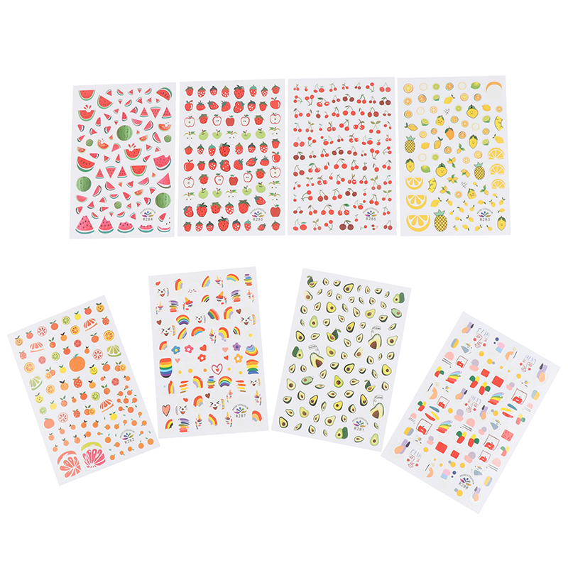 1 Sheet Nail Sticker Avocado Cactus Flower Fruit Paper Applique Manicure Sticker