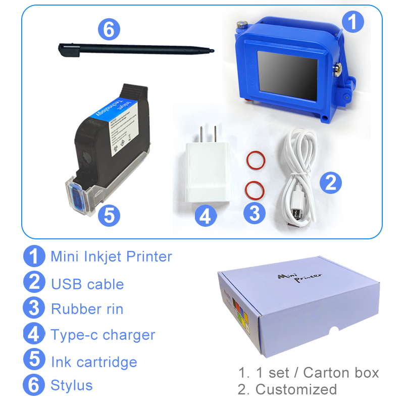 Printer inkjet Genggam Mini printer inkjet portable Kecil Tanggal Produksi Kode QR printer Cerdas 12.7mm