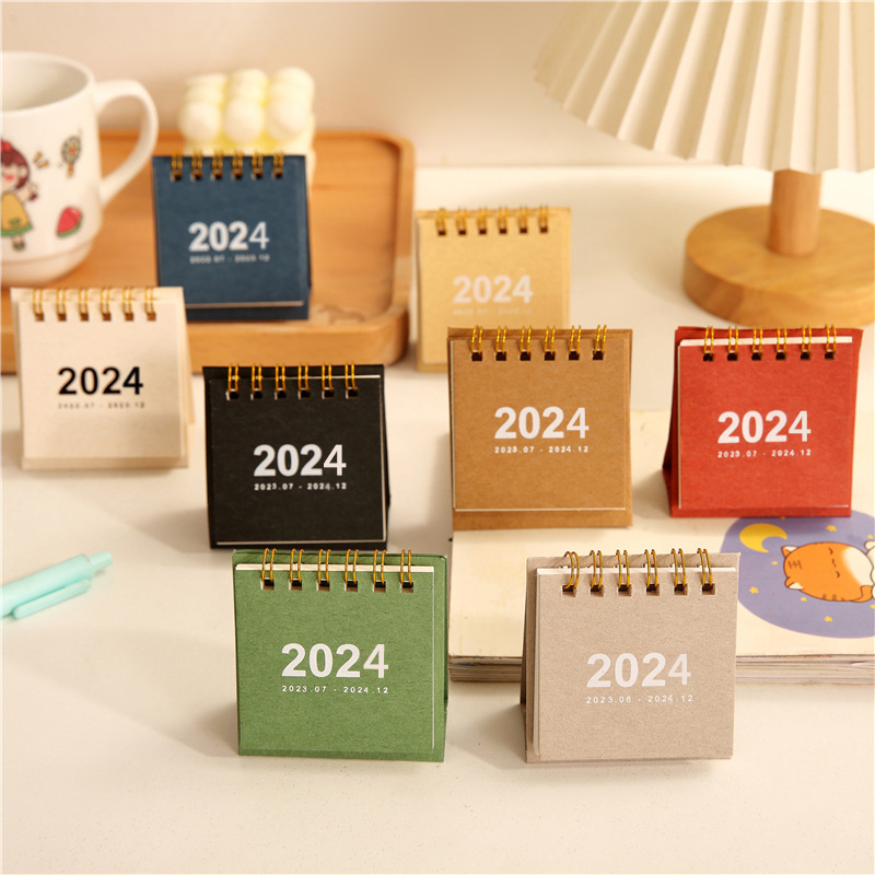 1pcs2024kalender Mini Desktop Dekorasi Meja Portable Note Calendar Ornament