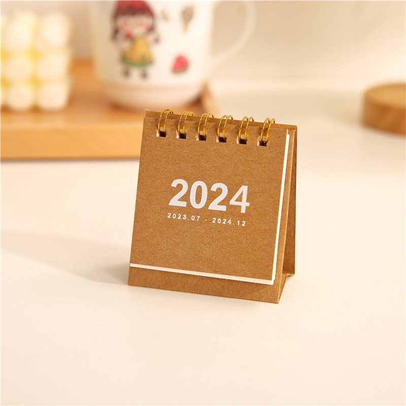 1pcs2024kalender Mini Desktop Dekorasi Meja Portable Note Calendar Ornament